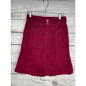 Vintage Maurices Corduroy Skirt Knee Length Denim Small 3/4 Red Burgundy Y2K